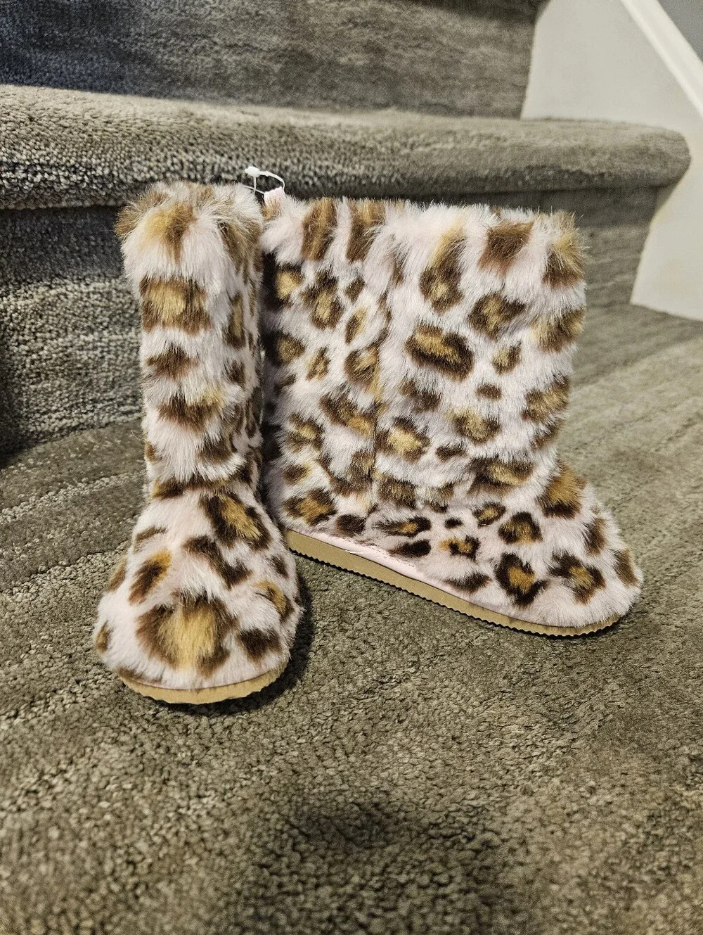 NEW Pink Furry Leopard Boots - Toddler Size 9